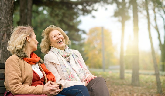 Seniors smiling while traveling